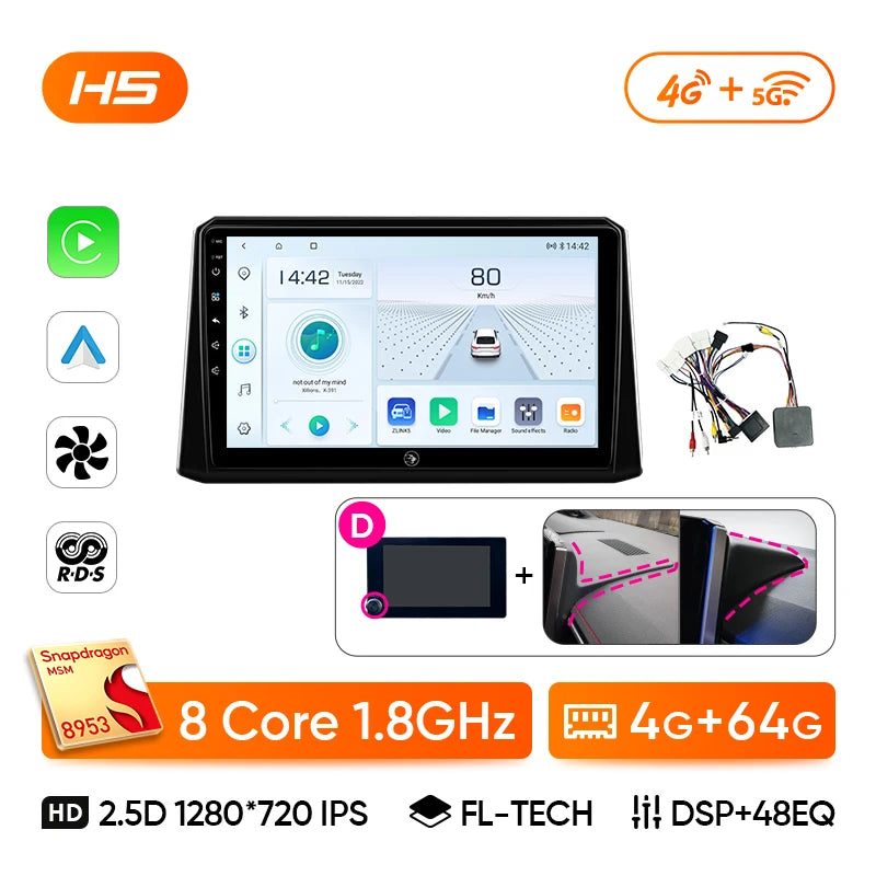 Ainavi Car Multimedia For Toyota Corolla 2019-2026 E210 Wireless Carplay Android Auto 4G Car Radio DSP Stereo IPS Screen 2 Din