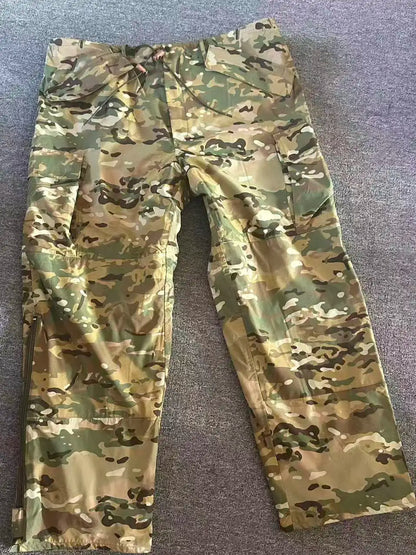 Men's Winter Outdoor Nylon Camouflage Multi-Pocket Work Trousers Three-In-One Cotton Pants Windbreaker Long Pants