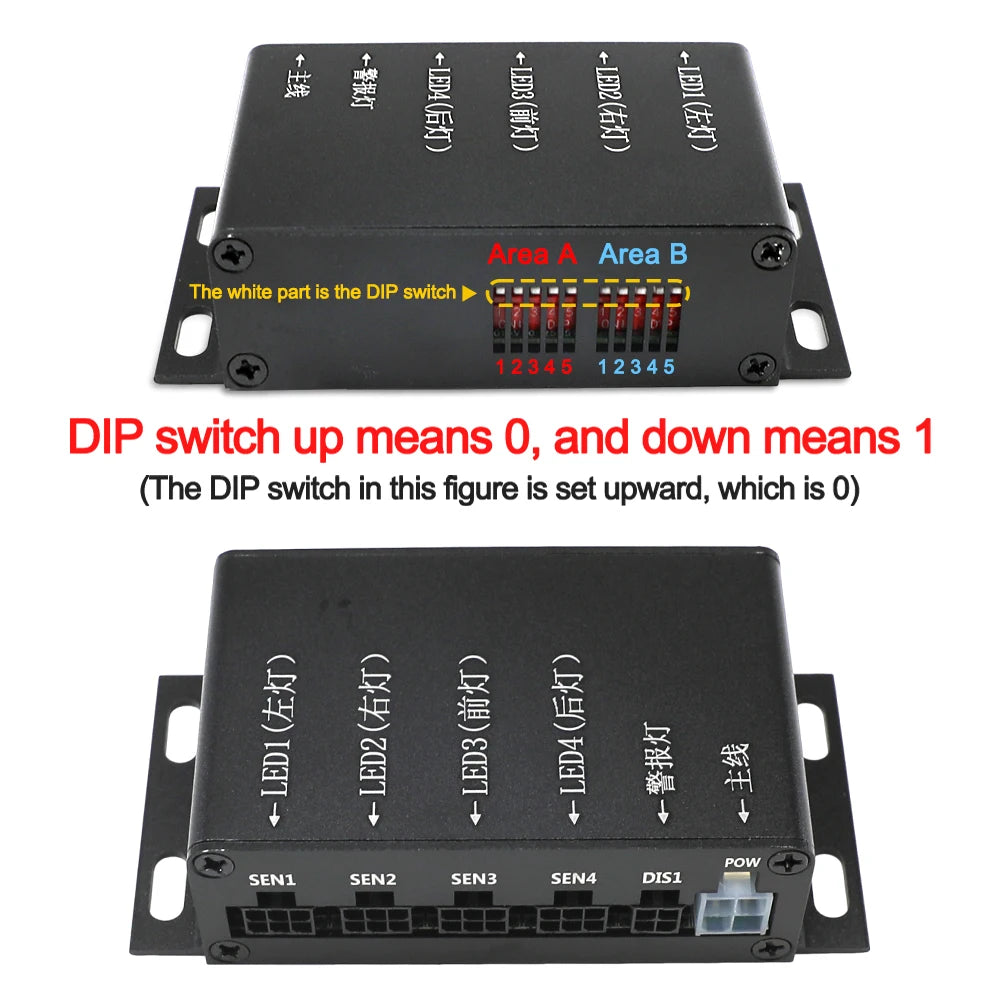 Carsanbo Forklift Area Radar Security Alert System with 3pcs Radar Warning Lights 1pcs Voice Flashing Alarm Light Magnetic Base