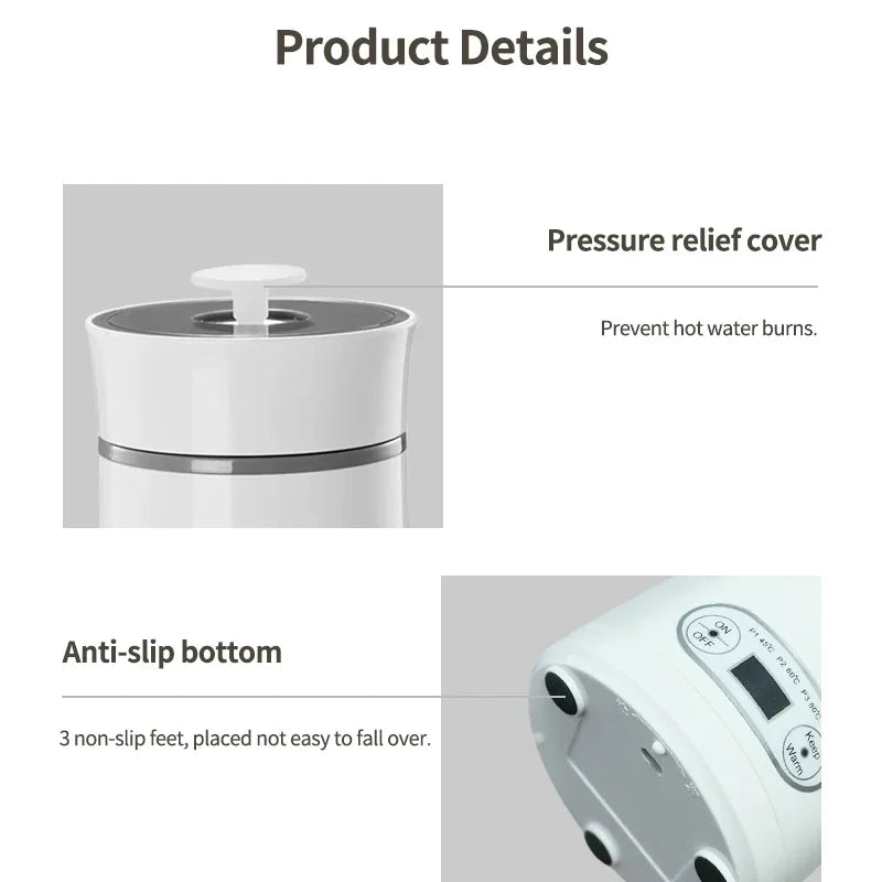 Portable Electric Kettle travel Kettle Stainless Steel Mini Electric Water Bottle Cup For Boil Hot Water Baby Milk Powder