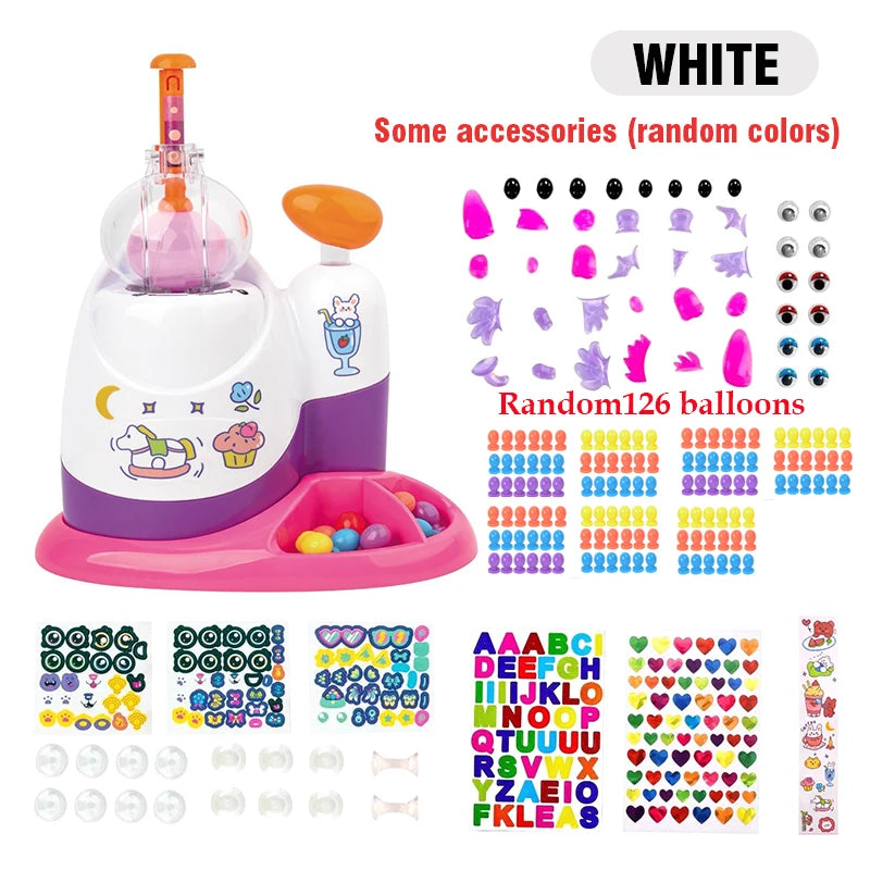 Kids' Diy Craft Kits Games DIY Sticky Balloon Maker kit Bubble Inflatable Toy Set  Inflator Machine Anti-Stress Toys Boys Girls