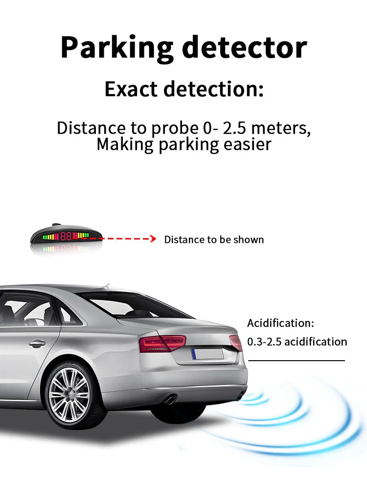 8 Sensors LED Car Parking Sensor 22mm Buzzer Warning With Display Screen Host Control Box For Truck Van RV