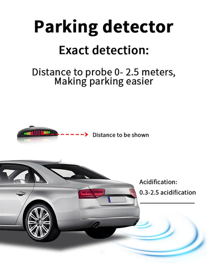 8 Sensors LED Car Parking Sensor 22mm Buzzer Warning With Display Screen Host Control Box For Truck Van RV