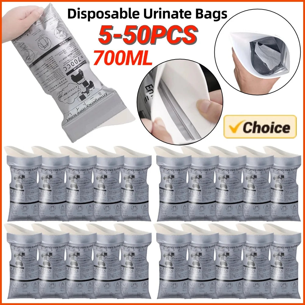 5-50PCS Outdoor Emergency Urine Bags 700ml Easy Take Unisex Pee Bags Travel Mobile Toilet Pouch for Baby Women Vomiting Bags