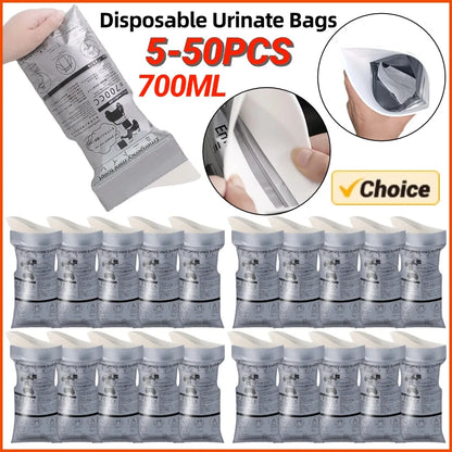 5-50PCS Outdoor Emergency Urine Bags 700ml Easy Take Unisex Pee Bags Travel Mobile Toilet Pouch for Baby Women Vomiting Bags