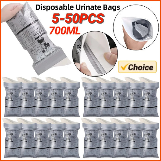 5-50PCS Outdoor Emergency Urine Bags 700ml Easy Take Unisex Pee Bags Travel Mobile Toilet Pouch for Baby Women Vomiting Bags
