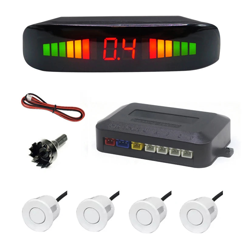 Car Parking Sensors Parking Kit LED Display 22mm 4 Sensors Backlight Reverse Backup Radar Monitoring System 6 Colors 12V