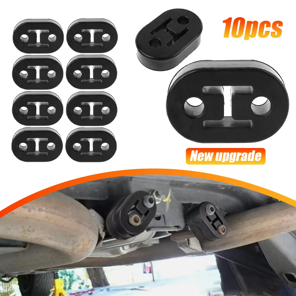 2/4/6/8/10pcs Car Rubber Exhaust Tail Pipe Mount Brackets Hanger Insulator Universal Black 2 Holes Diameter 11mm 0.44inches