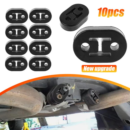 2/4/6/8/10pcs Car Rubber Exhaust Tail Pipe Mount Brackets Hanger Insulator Universal Black 2 Holes Diameter 11mm 0.44inches