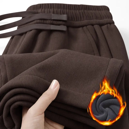 Men's Corduroy Fleece Lined Thickened Straight Leg Casual Pants Autumn Winter Comfortable Soft Skin-friendly Trendy Brand