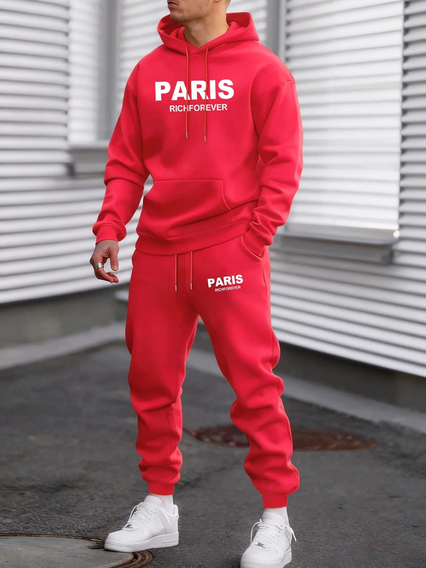 New letter printed hoodie set with autumn and winter velvet European and American sweatpants jacket for men's street fashion cas