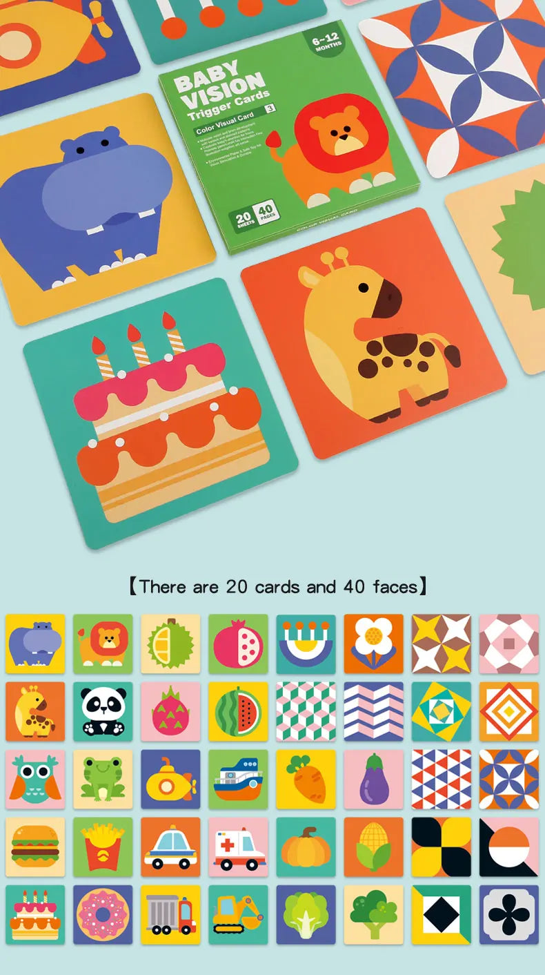 Black and red visual early education card for newborns, visual stimulation of color cognition, flashing new children's early edu