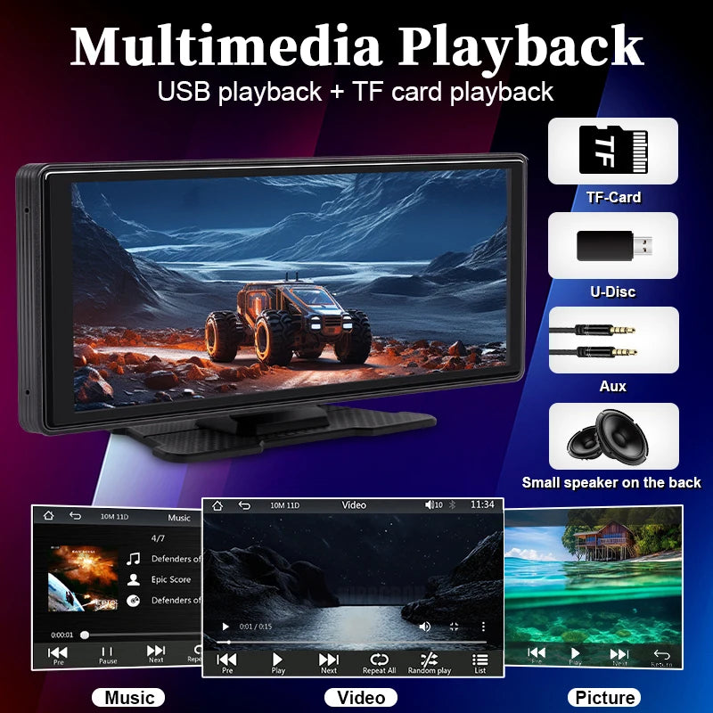 Hippcron 7/9/10.26" Car Mirror Radio Multimedia Video Portable Player Wireless CarPlay And Android Auto IPS Touch Screen Mirror