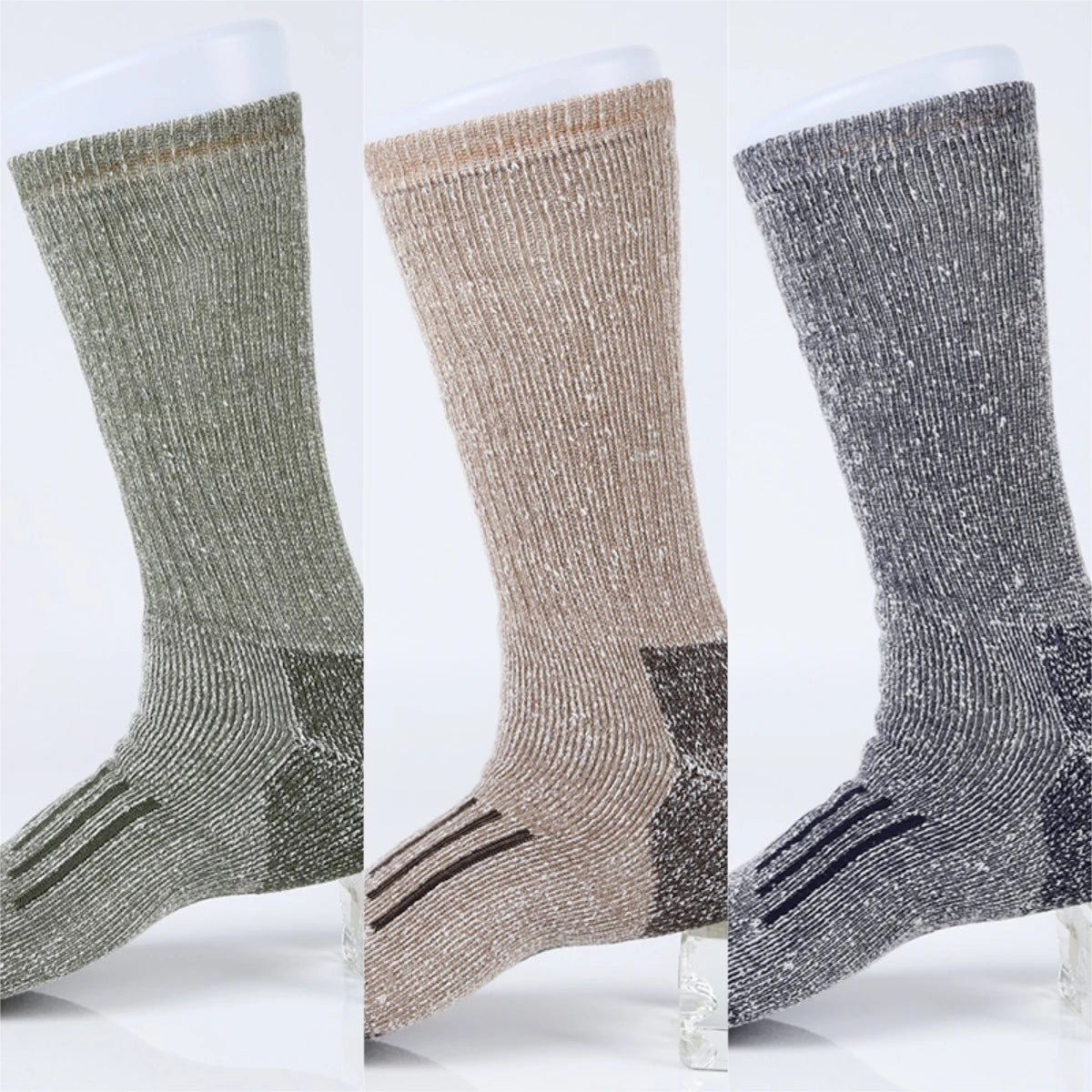 3 Pairs Hiking Socks Merino Wool for Men 80% Merino Wool Ski Socks Winter Thick Thermal Crew Socks Men Walk Warm Anti-Odor