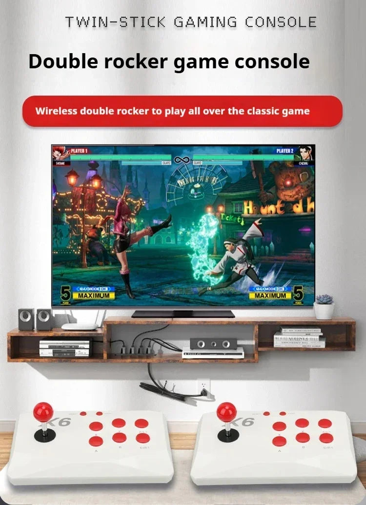 X6 Retro Video Game Console 2.4G Wireless 4K HD Double Rocker Console Stick 64GB Built-In 15000 Retro Games for Play Kids Gift