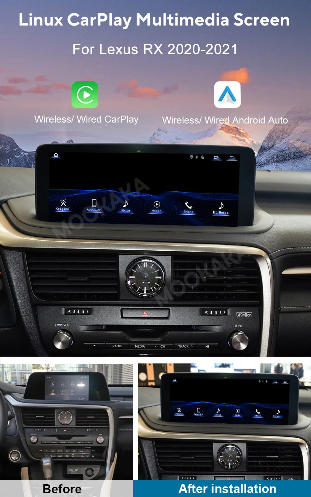 Linux Car stereo CarPlay FOR Lexus RX RX200 RX270 RX300 RX350 RX400h RX450h 2009-2021 Car Radio GPS navi player HD touch screen