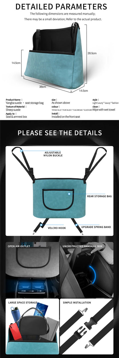 Car Seat Middle Hanging Organizer Multifunction Handbag Holder Storage Bag Car Armrest Hanging Organizer Pocket Phone Storage