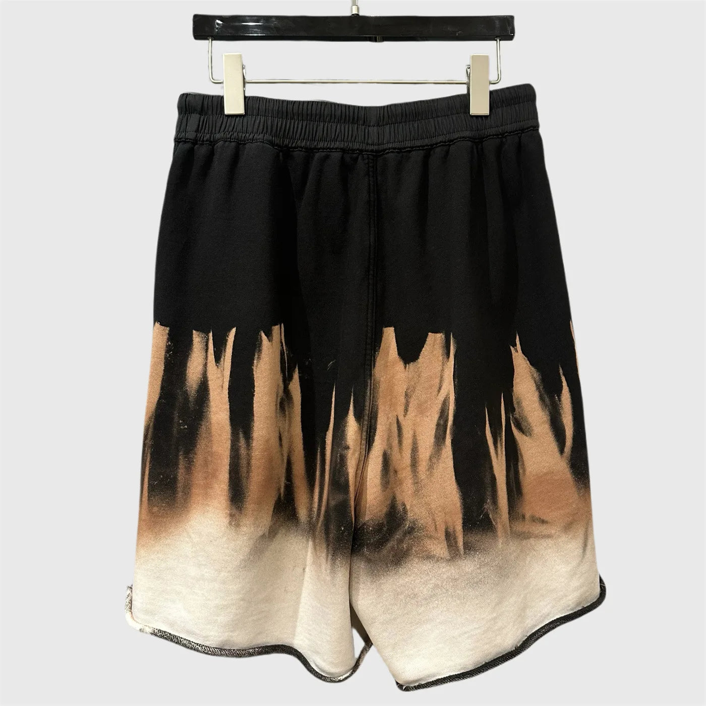 Dark RO Style High Street Elastic Waist Men's Casual Shorts High Street Style Tie Dye Washed Frayed Shorts Hip-hop Style Shorts