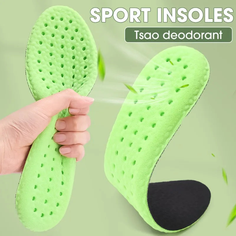 Breathable Deodorant Sports Insoles Inserts Shock Absorption Cushioning Shoe Pads Insoles Soft Comfortable Foot Care Accessories