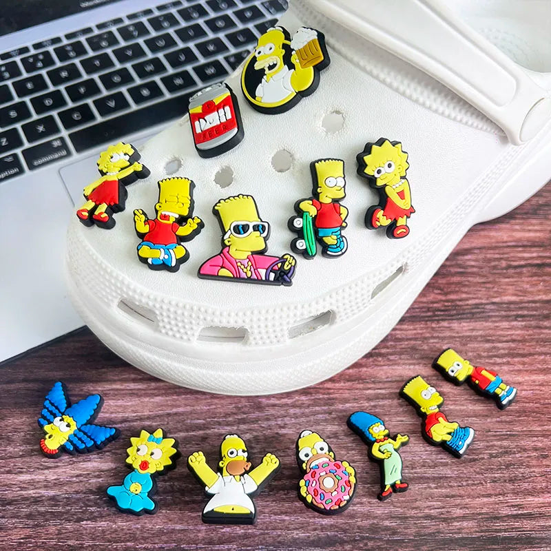 9-100Pcs Cartoon Shoe Charm Set PVC Slides Clog Sandal Shoes Accessories Decorations Buckle for Kids Party Gifts