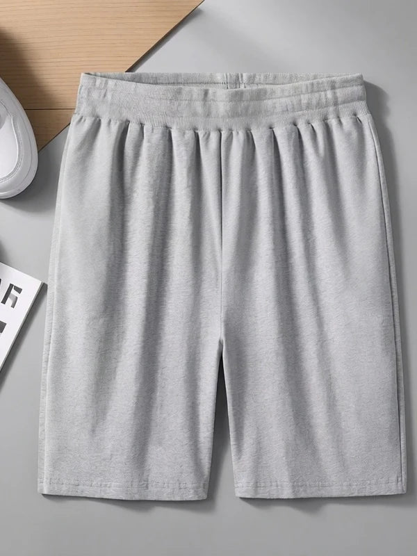 Black Sports Casual Shorts Men Summer Thin Pure Cotton Straight Leg mid Waist Drawstring Five Pocket Zipper Pants