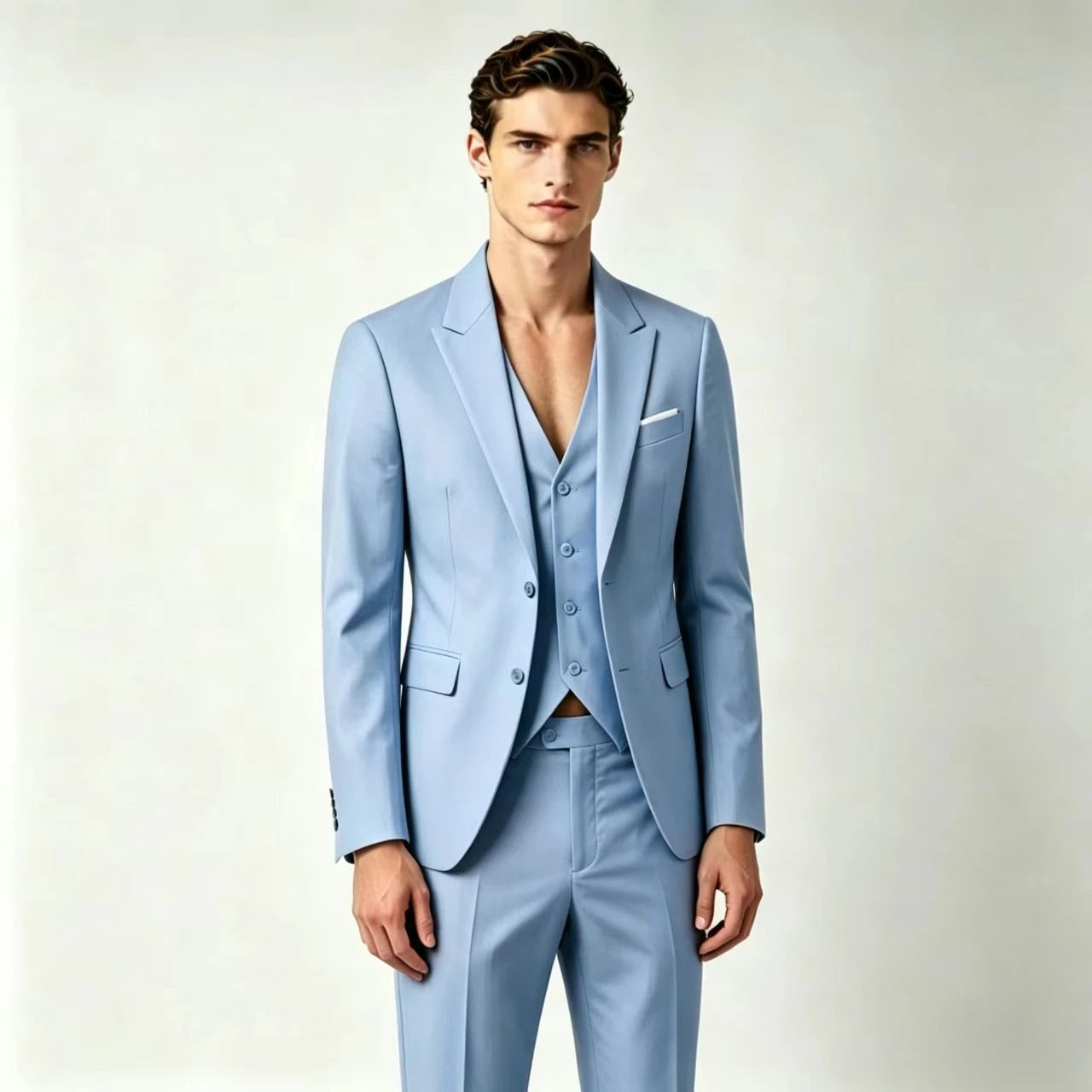 Men's Suit Lightweight Wedding Eegant 2 Piece Set Solid Color Formal Business Blazer Pants Classic Tuxedo for Party Groomsmen