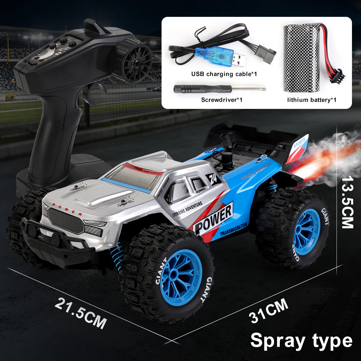 75KM/H 4WD High-Speed RC Car 1:16 Monster Off-road Truck Alloy Body With LED Lights All-Terrain Remote-Controlled Racing Car Toy
