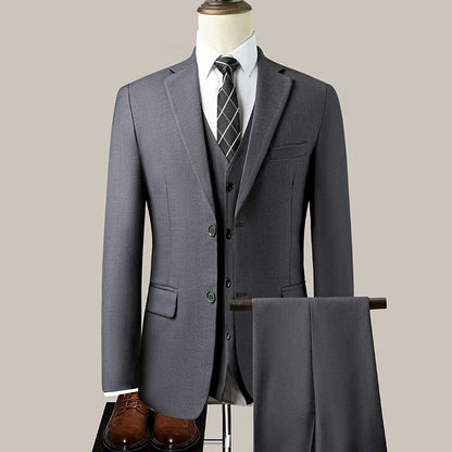 Newly upgraded fabric men's formal wear, gentlemanly demeanor, business style, wedding dress, formal three-piece suit, 6XL