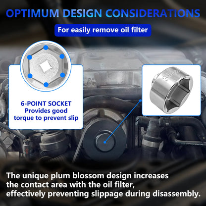 7-piece oil filter socket wrench set, 24mm to 38mm for Mercedes-Benz, BMW, VW, Audi, Boston and more
