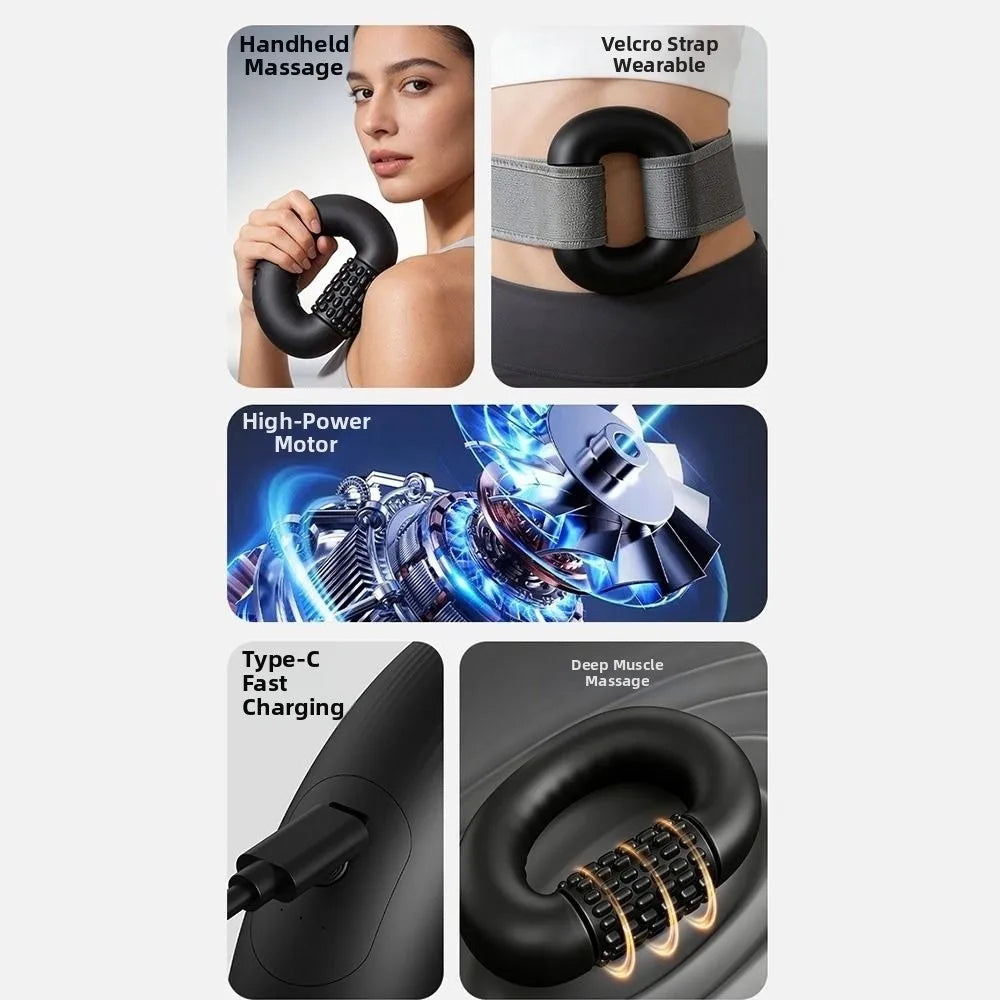 Rechargeable Cordless Massage Roller Deep Tissue Percussion Electric Muscle Massager Handheld 3-Speed Spin