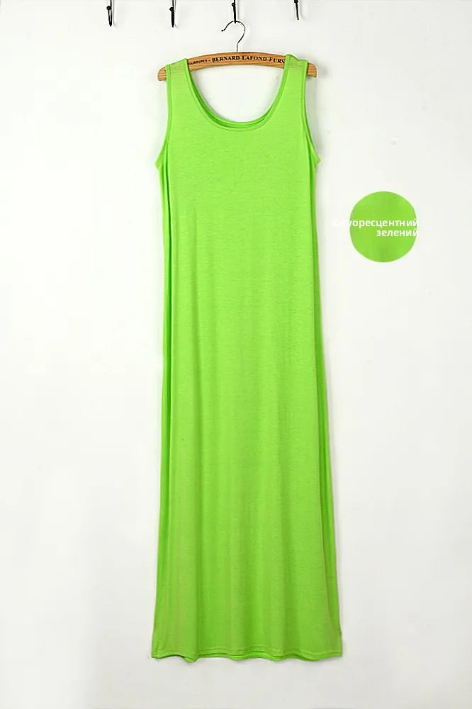 Summer Thin Modal Long Dress Women Loose Black Versatile Dress Strap Vest Skirt Sleeveless Large Size A-Line Korean Style
