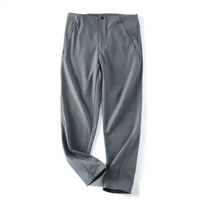 Outdoor Commuting Windproof Waterproof Fleece Lined Elastic Soft  Casual Men's Long Pants Straight Leg Polyester Fiber