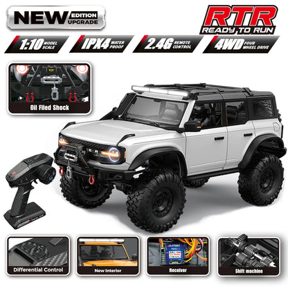 1/10 RC Car 4WD RTR HB R1001 Horse Full Scale with LED 2.4G Electric Remote Control Rock Buggy Off-road Vehicle Toys Boys Gifts