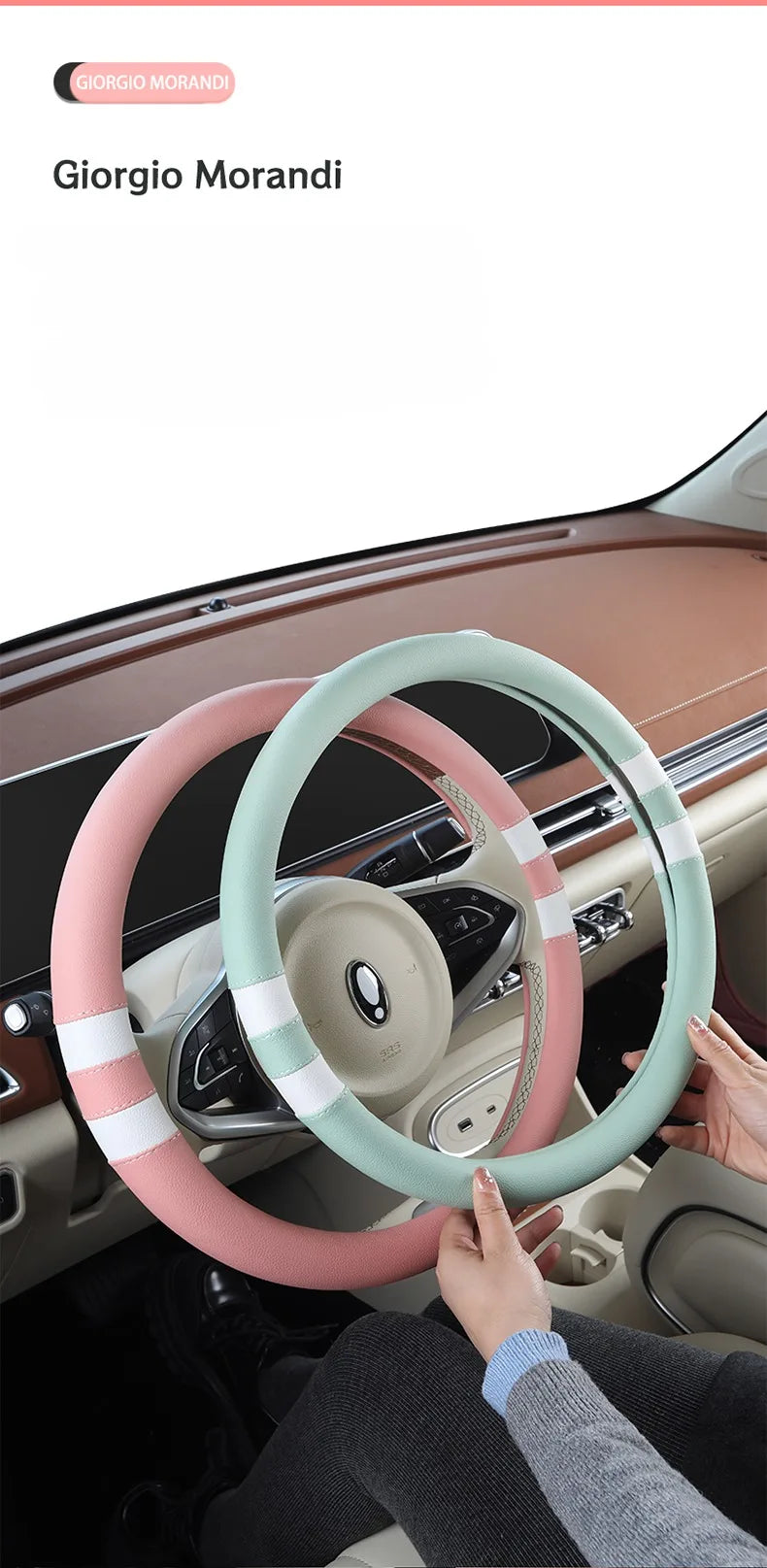 Car Steering Wheel Cover for Women Girls Universal 14.5-15 Inch, Breathable , Non-Slip, Car Interior Accessories for Most Cars