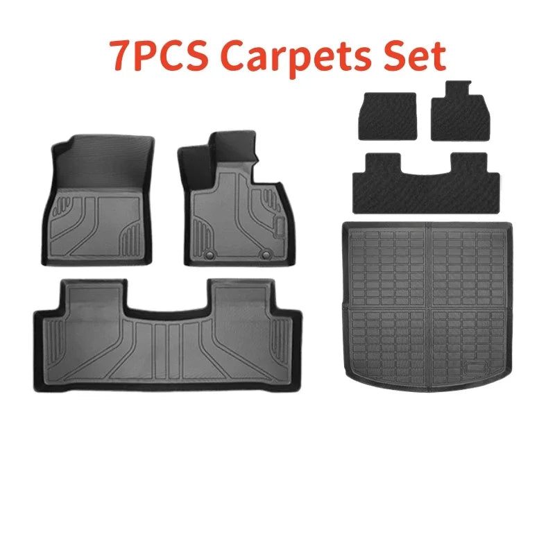 For BYD SEALION 7 2024 2025 TPE Car Floor Mats (Only RHD), All Weather Waterproof Backrest  Trunk  Frunk