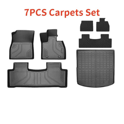 For BYD SEALION 7 2024 2025 TPE Car Floor Mats (Only RHD), All Weather Waterproof Backrest  Trunk  Frunk