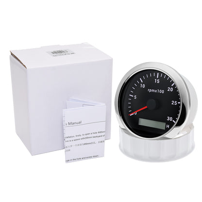 AD 85MM Tachometer with LCD Hour Meter For Marine Boat Car RPM Gauge 0-3000 4000 8000 RPM Meter Tach Sensor 7Colors Backlight