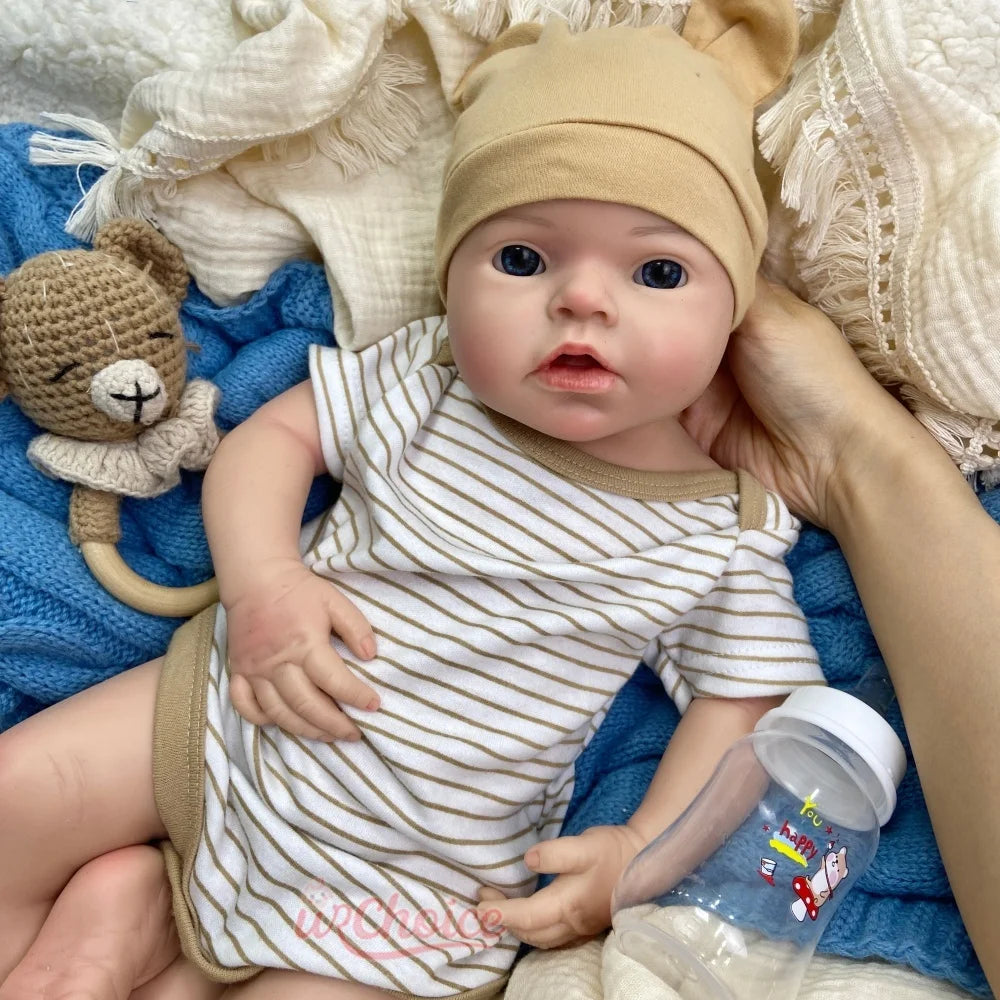 50cm Chubby Can Drink and Pee Girl/Boy Silicone Reborn Baby Realistic Full Body Fine Details Premium Doll For Collector