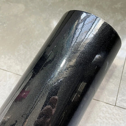 20/30/40/50x152cm Premium Glitter Sparkle Glossy Black Vinyl Wrap Roll Self Adhesive Car Wrapping Decal with Air Release Bubble