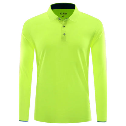 Quick Dry Long Sleeve Polo Custom Logo High Quality Lapel Sports Polo Shirt Embroidery Design Company Team Shirt Printing Image
