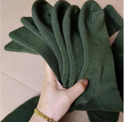 3 Pairs Men Knee High green Sports Military Army Socks Stockings Thicken Long Wool army green Hiking sport socks