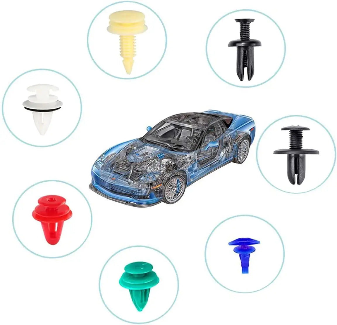 925Car Trim Clips Set with Removal Tools Auto Body Rivets Fasteners Retainer Clips for Bumper Door Fender Car Plastic Rivet Kit