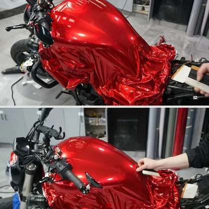 Premium Candy Metallic Gloss Metal Red Vinyl Wrap Adhesive Film Decal Car Wrapping Foil with Air Release Bubble