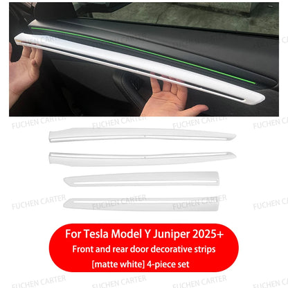 For Tesla ModelY Juniper2025 Car Door Decorative Strip ABS Carbon Fiber Texture Anti - Scratch Protective Interior Car Accessory