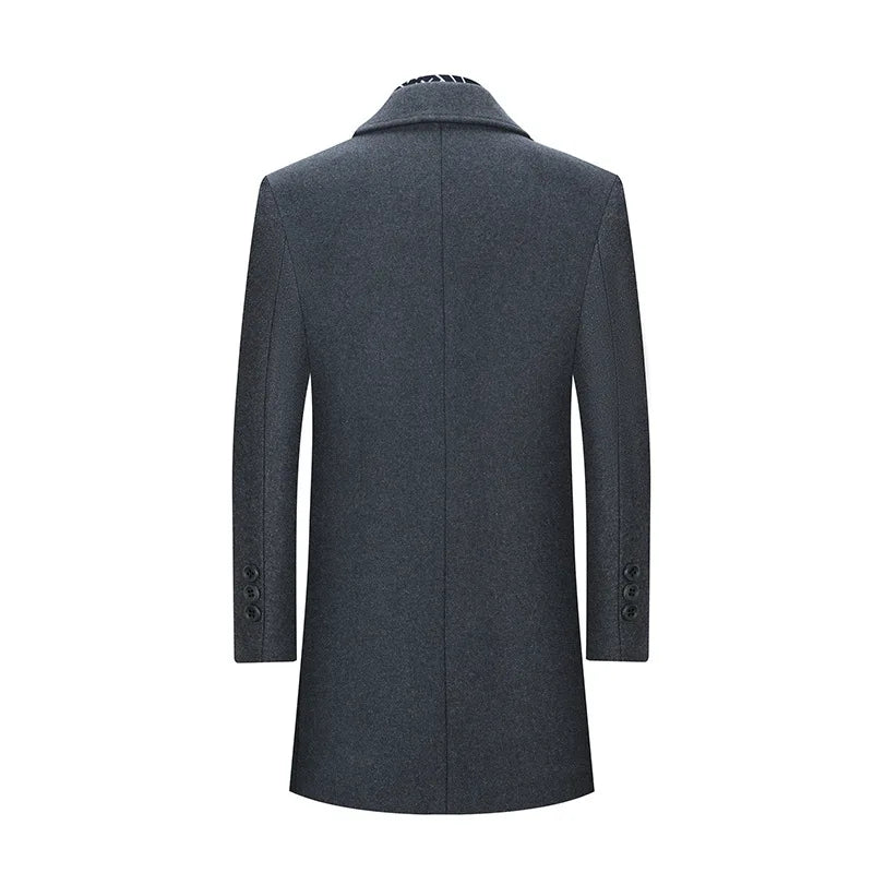 2026 Spring Man Trench Coat Turn Down Collar Striped Patchwork Male Overcoat Mid Length Single-breasted Business Men Outerwear