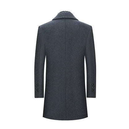 2026 Spring Man Trench Coat Turn Down Collar Striped Patchwork Male Overcoat Mid Length Single-breasted Business Men Outerwear