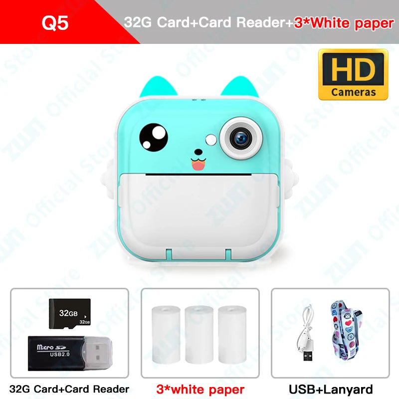 Children 1080P HD Digital Camera Toys Instant Print for Kids Thermal Print Camera Instant Print Photo Video With TF Memory Card