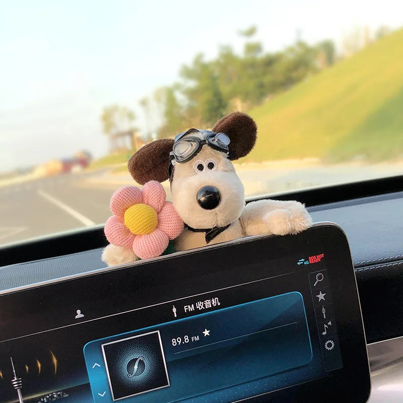 Cute Puppy Rearview Mirror Ornament, Lying Doll, Car Decoration, Central Control Screen Car Doll, Interior Accessories for Women