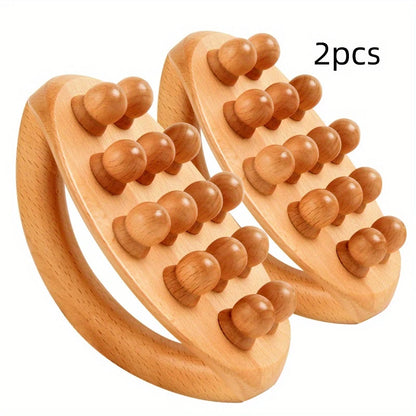 Natural Wood Handheld Gua Sha Massage Brush 14 Beads Waist Leg Body Meridian Scraping SPA Therapy Anti Cellulite Relaxation Tool