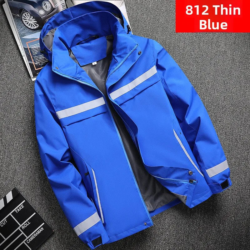 Thickened Fleece Lined Cotton Jacket for Men Work Site Reflective Winter Labor Protection Outerwear Cold Resistant Coat Print...